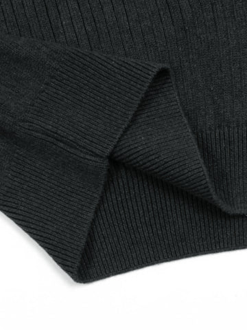 RL Rib Knit Half Zipper Cotton Sweater (charcoal grey)