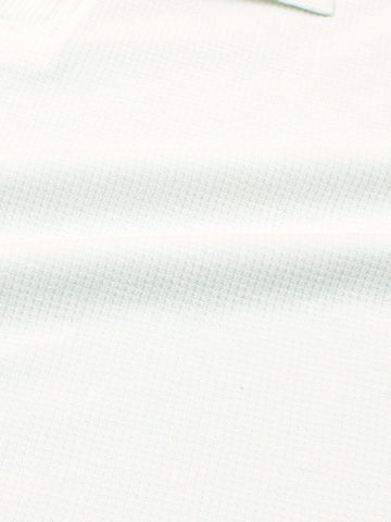 Brandahub polo shirts Premium Zr Waffle knit johnny collar polo-(white)