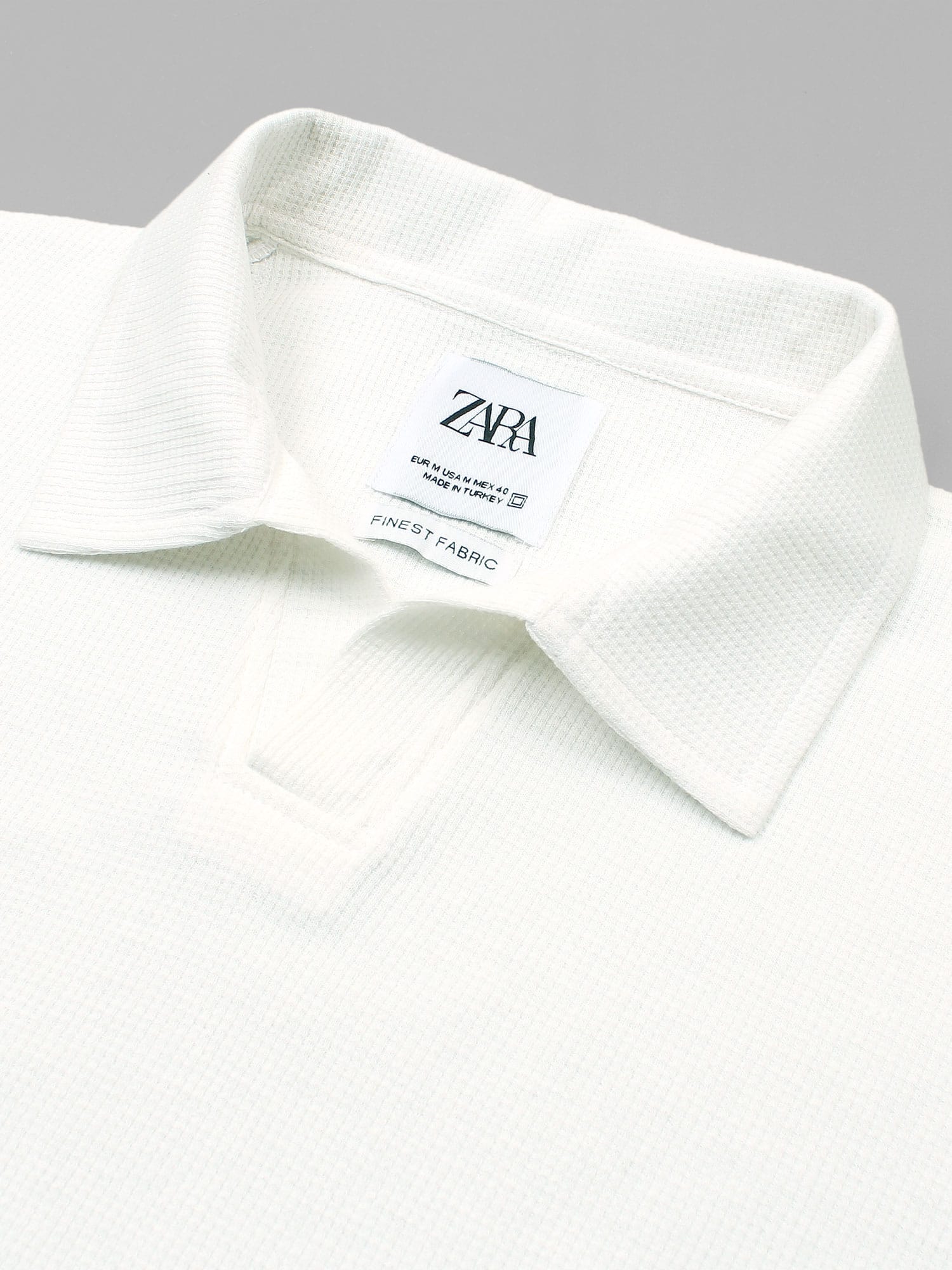 Brandahub polo shirts Premium Zr Waffle knit johnny collar polo-(white)