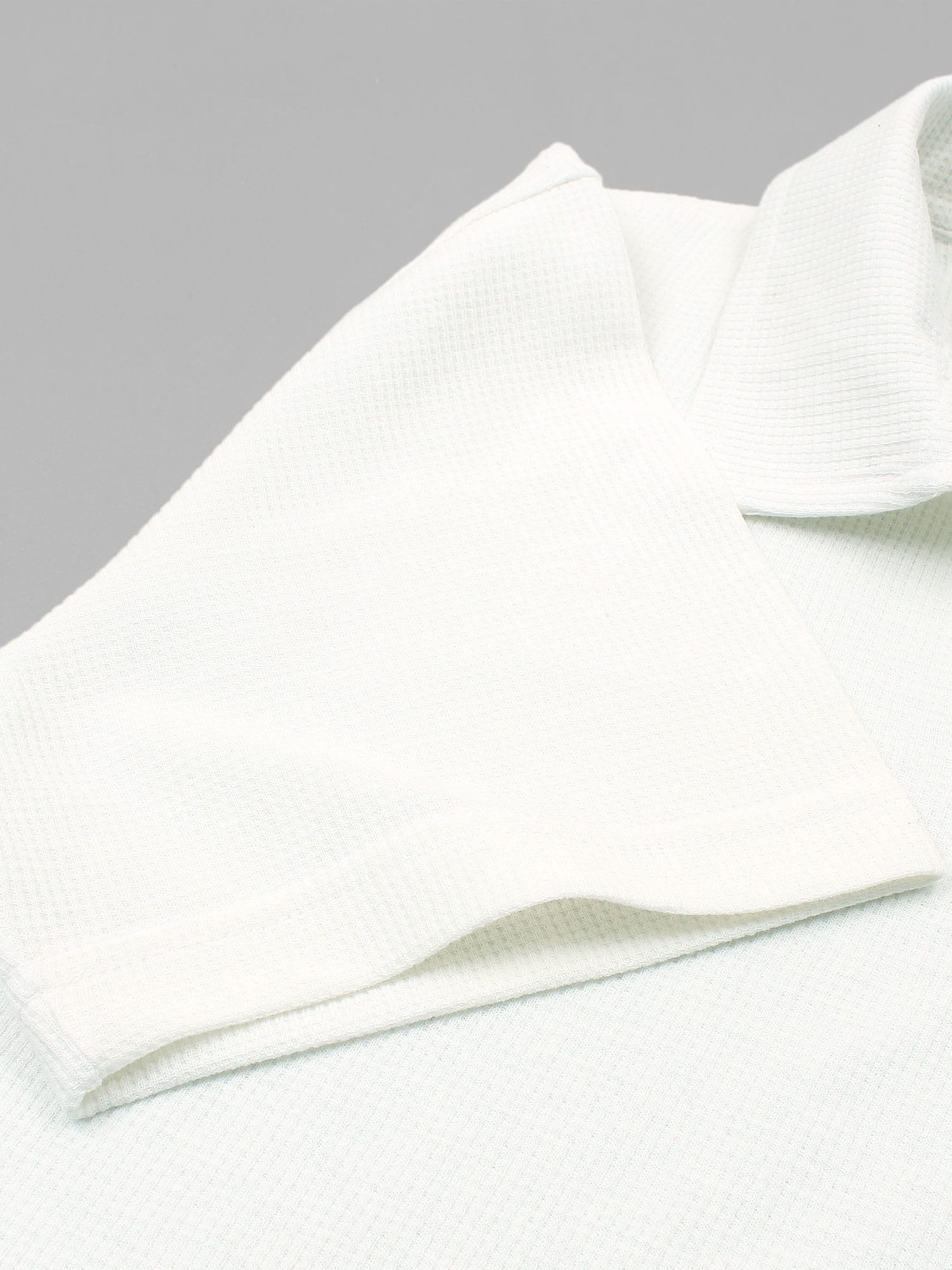 Brandahub polo shirts Premium Zr Waffle knit johnny collar polo-(white)