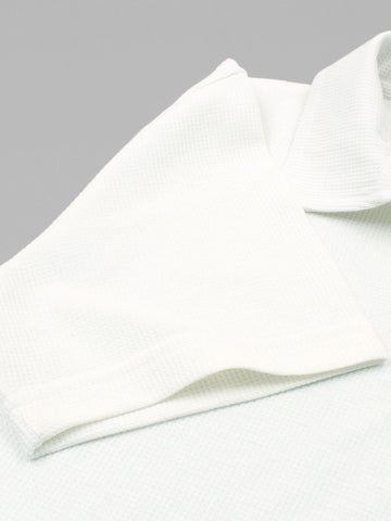 Brandahub polo shirts Premium Zr Waffle knit johnny collar polo-(white)