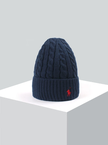 brandahub caps free size Rl Cable Knit Beanie (Navy blue)