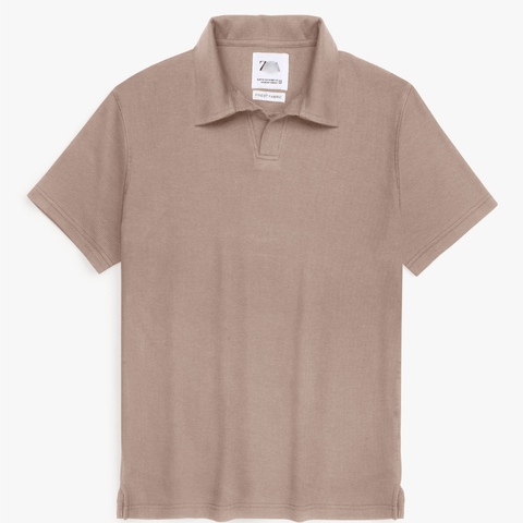 Brandahub polo shirts Premium Zr Waffle knit johnny collar polo-(khaki)