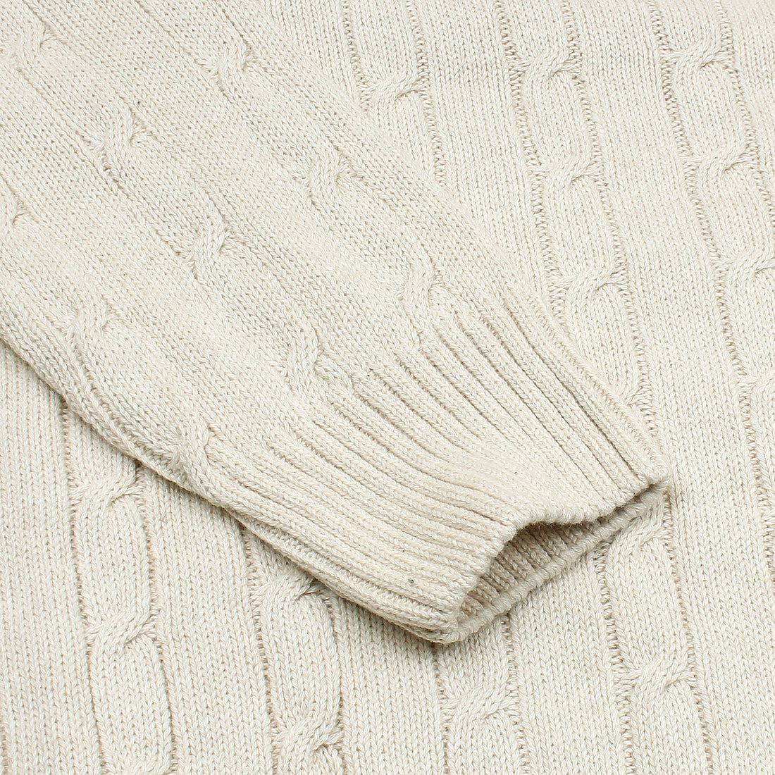 RL Cable-Knit Half Zipper Cotton Sweater (beige)