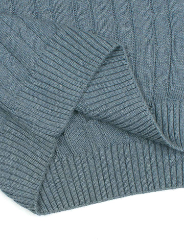 Brandahub sweaters RL Cable-Knit Half Zipper Cotton Sweater (Sky blue)