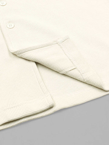 Brandahub polo shirts Premium Zr Waffle knit Resort collar shirt-(light beige)
