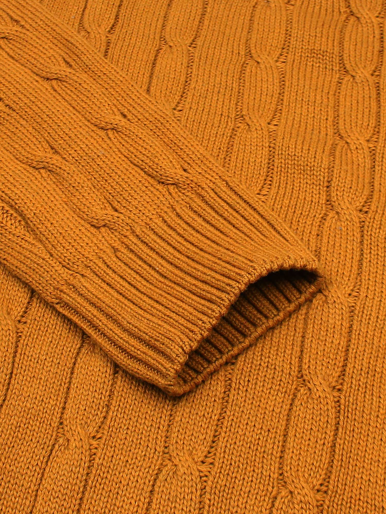 RL Cable-Knit Cotton Sweater (camel brown)