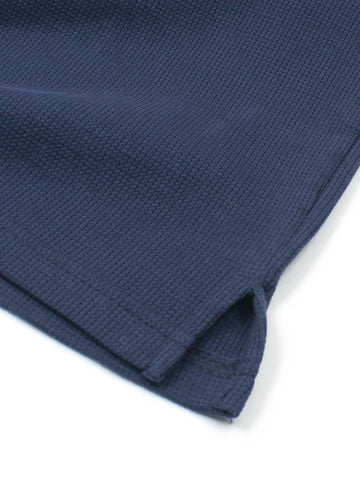 Brandahub polo shirts Premium Zr Waffle knit johnny collar polo-(navy blue)