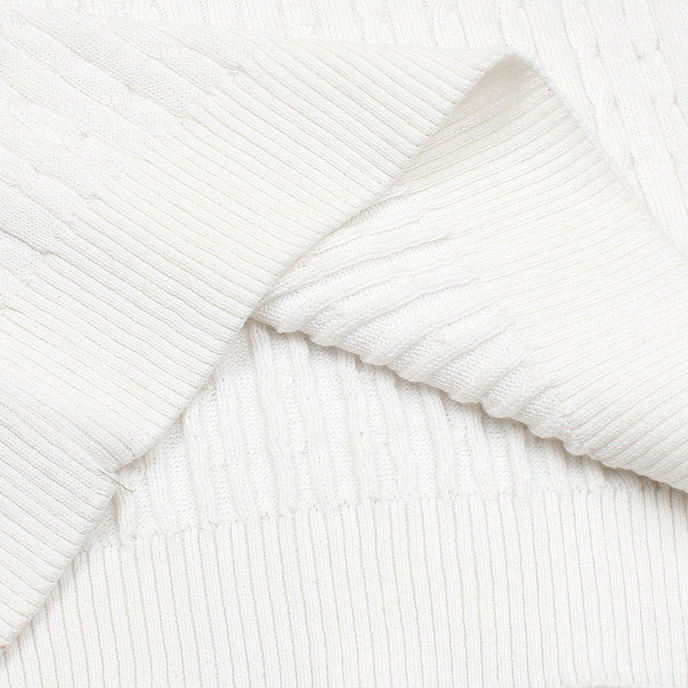 RL cable knit polo-white