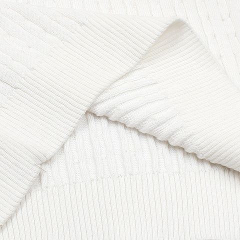 RL cable knit polo-white