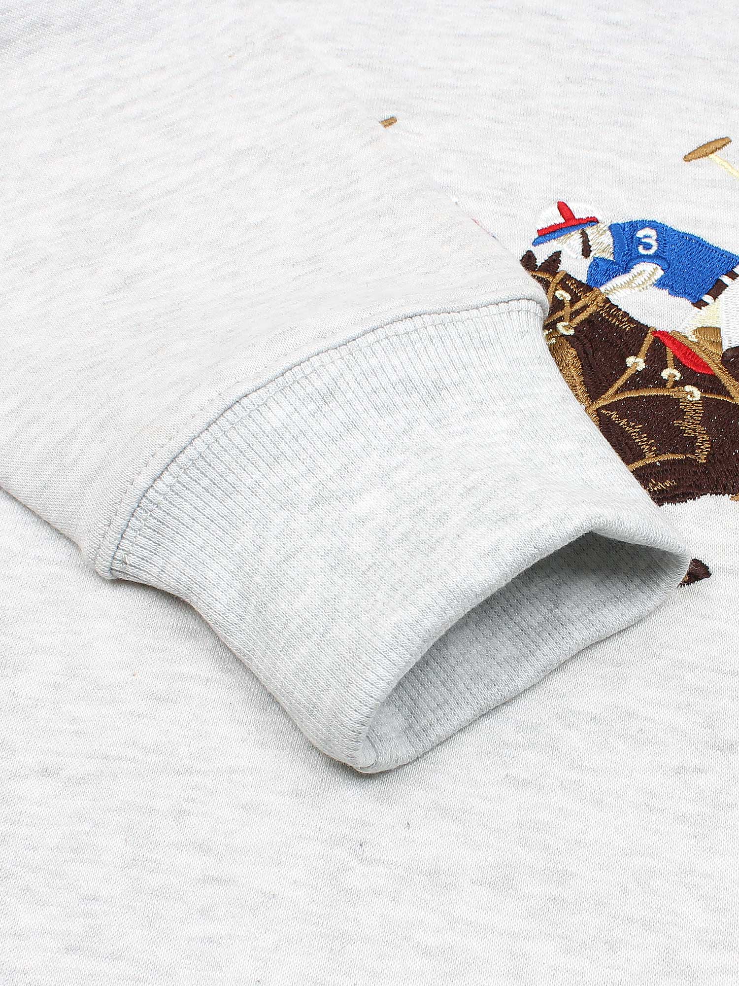 premium Rl triple pony Fleece hoodie (light heather grey)