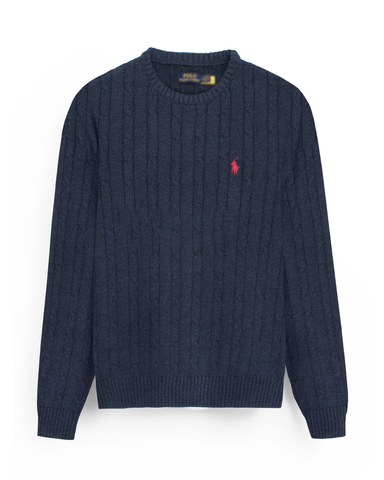 RL Cable-Knit Cotton Sweater (heather navy)