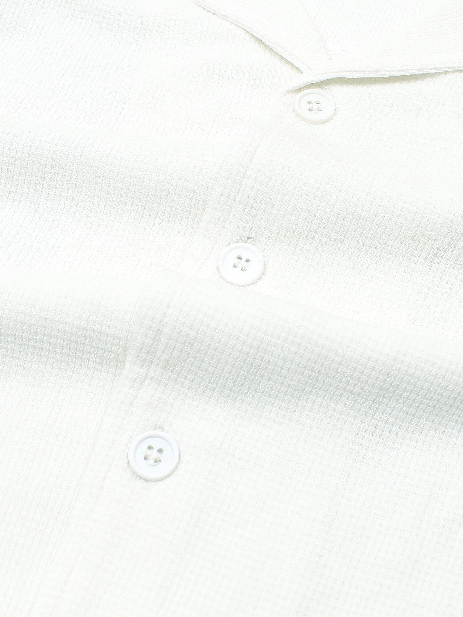Brandahub polo shirts Premium Zr Waffle knit Resort collar shirt-(white)