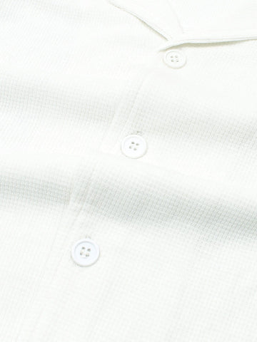 Brandahub polo shirts Premium Zr Waffle knit Resort collar shirt-(white)