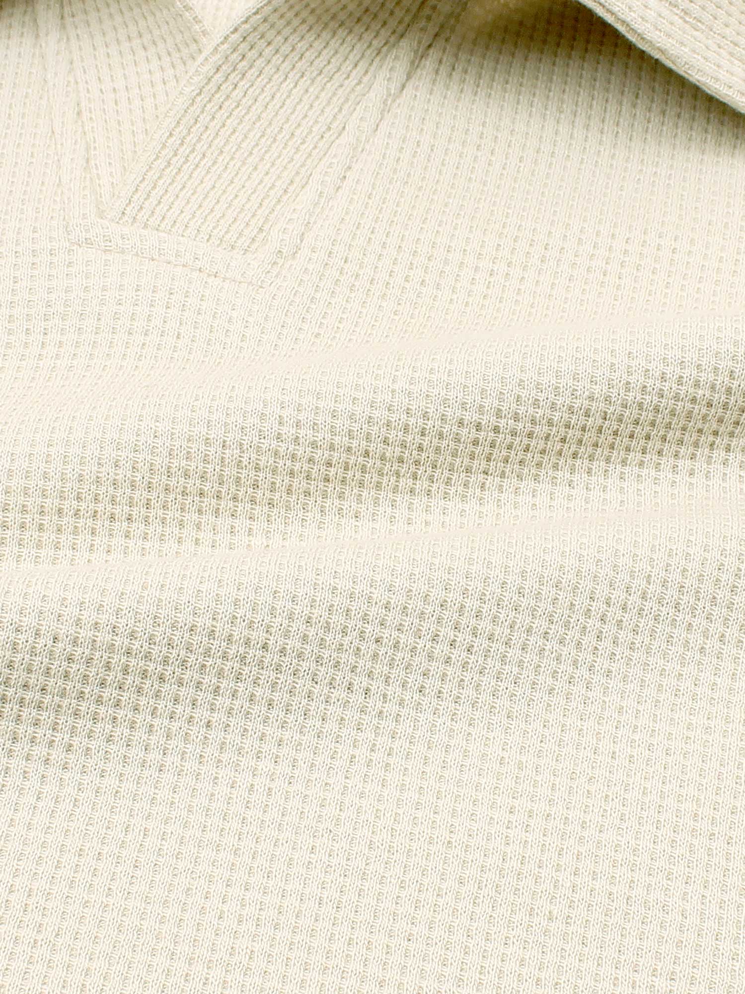Brandahub polo shirts Premium Zr Waffle knit johnny collar polo-(beige)