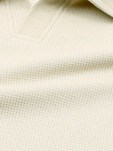 Brandahub polo shirts Premium Zr Waffle knit johnny collar polo-(beige)