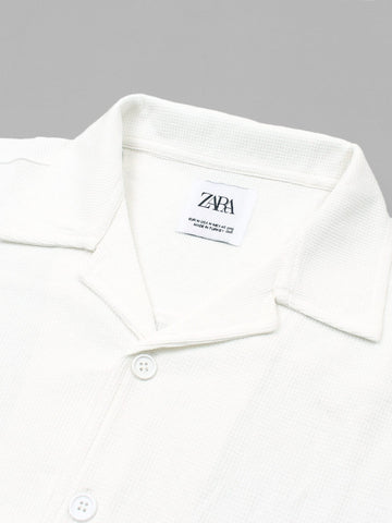 Brandahub polo shirts Premium Zr Waffle knit Resort collar shirt-(white)