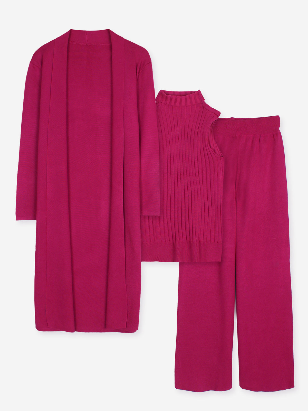 The Mayfair 3-Piece Layering Knit Set (Fuchsia)