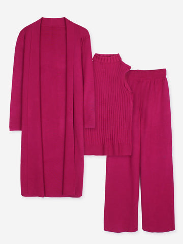 The Mayfair 3-Piece Layering Knit Set (Fuchsia)