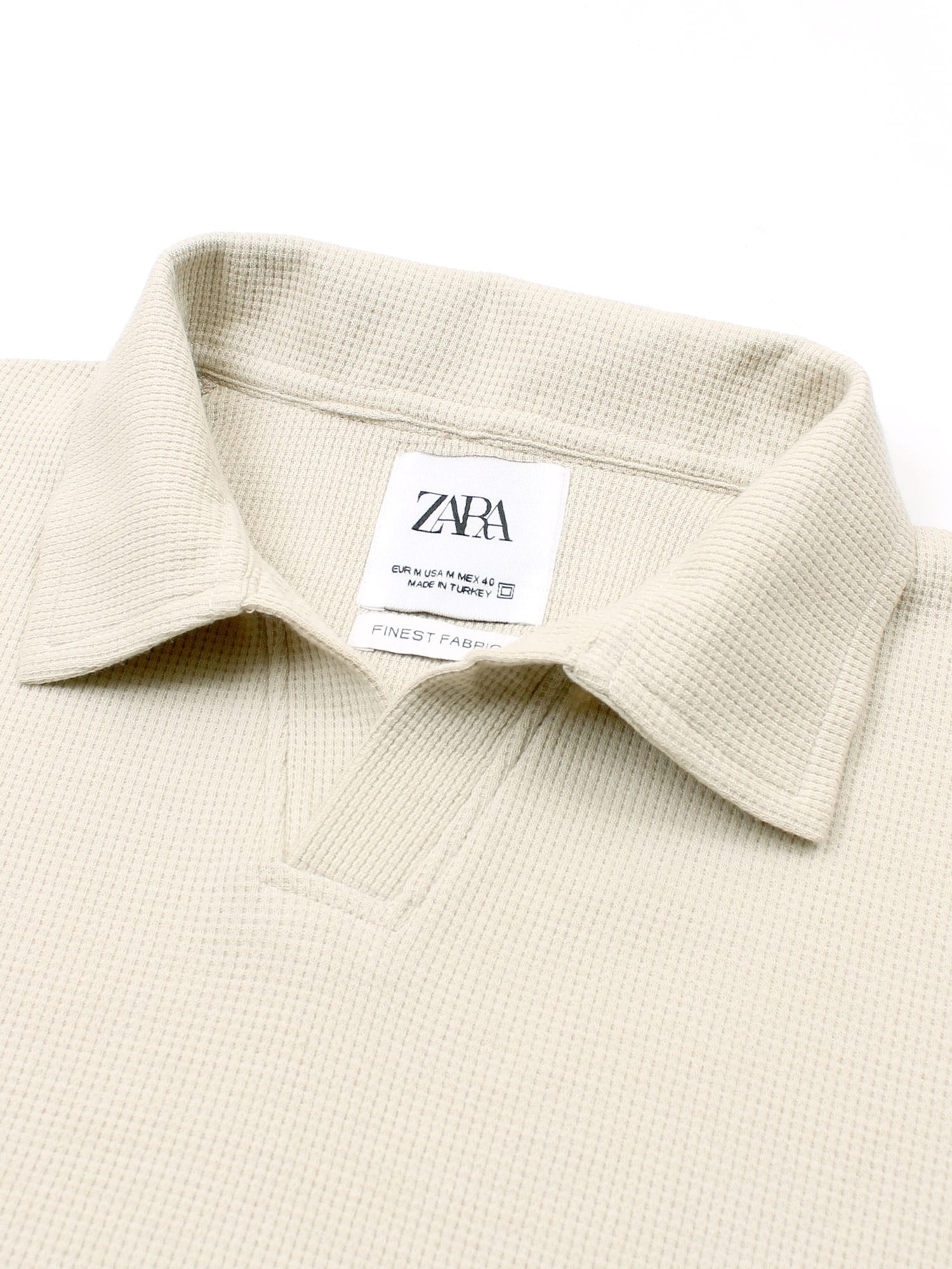Brandahub polo shirts Premium Zr Waffle knit johnny collar polo-(beige)