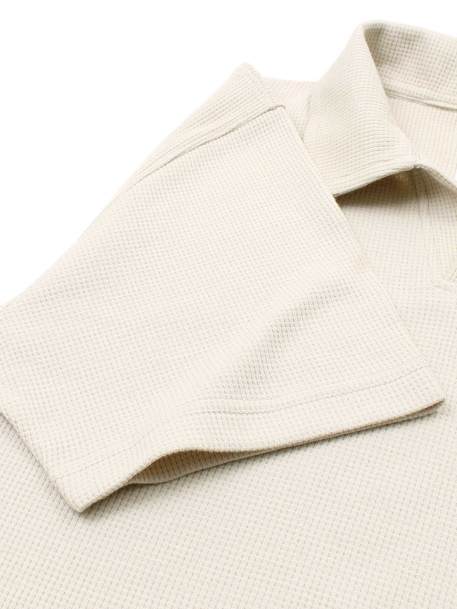 Brandahub polo shirts Premium Zr Waffle knit johnny collar polo-(beige)