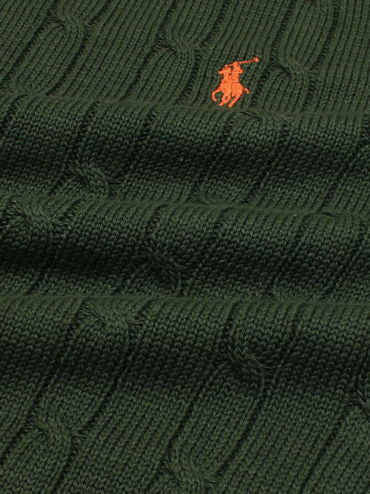 RL Cable-Knit Cotton Sweater (olive green)