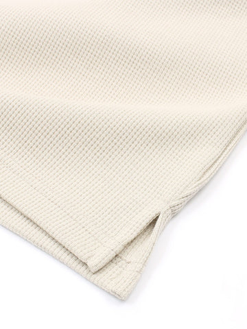 Brandahub polo shirts Premium Zr Waffle knit johnny collar polo-(beige)