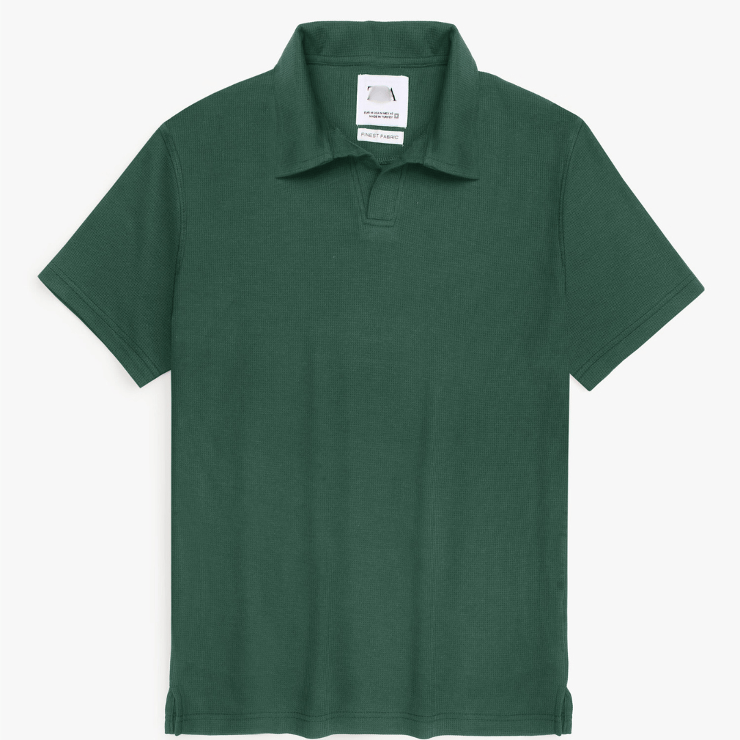 Brandahub polo shirts Premium Zr Waffle knit johnny collar polo-(green)