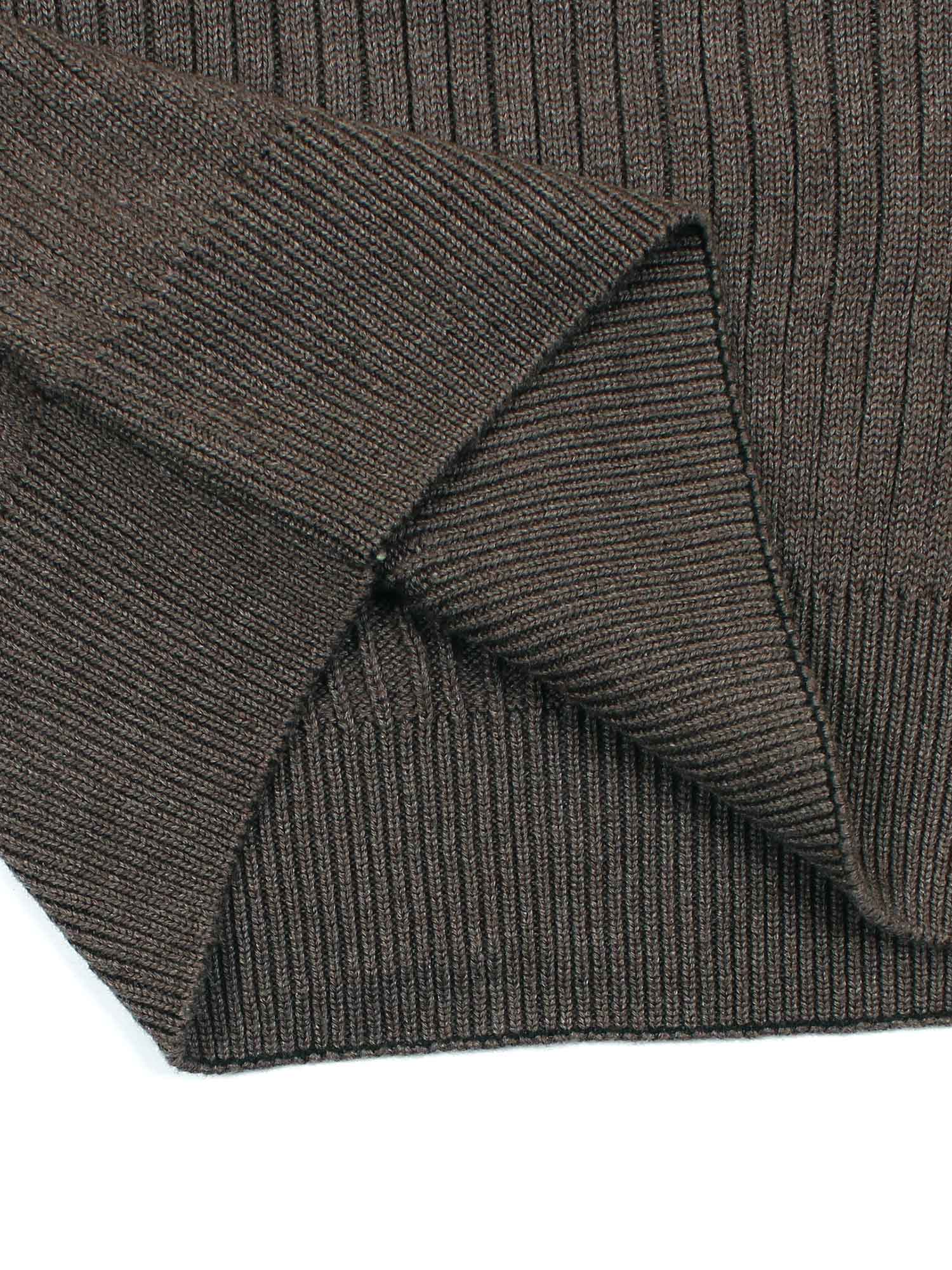 RL Rib Knit Half Zipper Cotton Sweater (dark brown) white pony