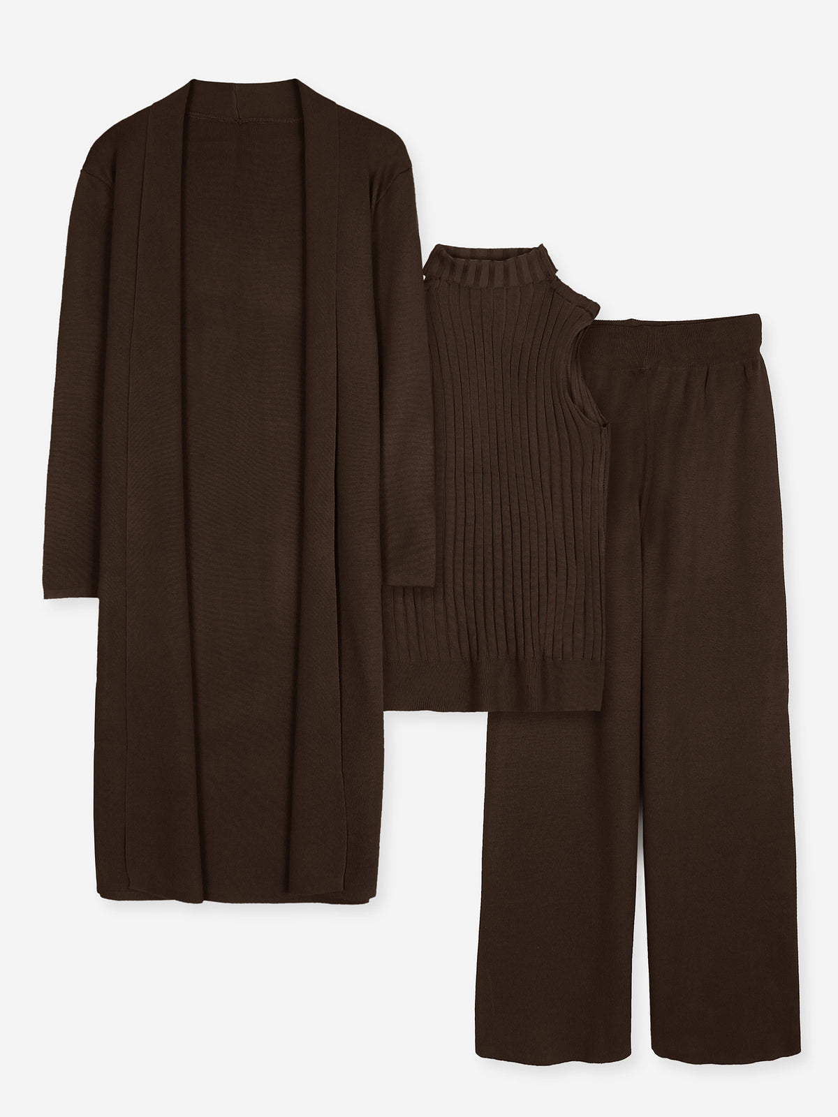 The Mayfair 3-Piece Layering Knit Set (Chocolate Brown)