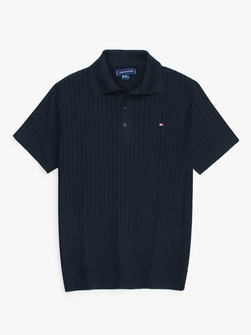 Th knit polo- black