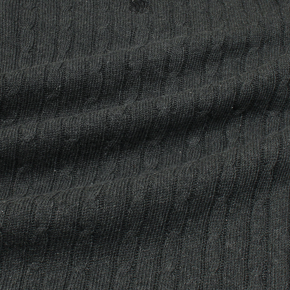 RL cable knit polo-charcoal grey