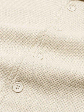 Brandahub polo shirts Premium Zr Waffle knit Resort collar shirt-(beige)