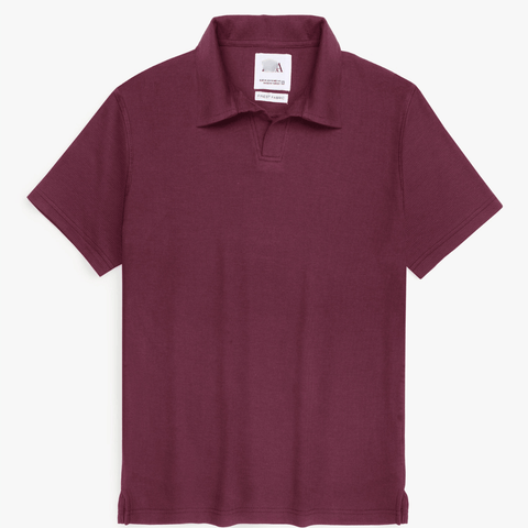 Brandahub polo shirts Premium Zr Waffle knit johnny collar polo-(maroon)