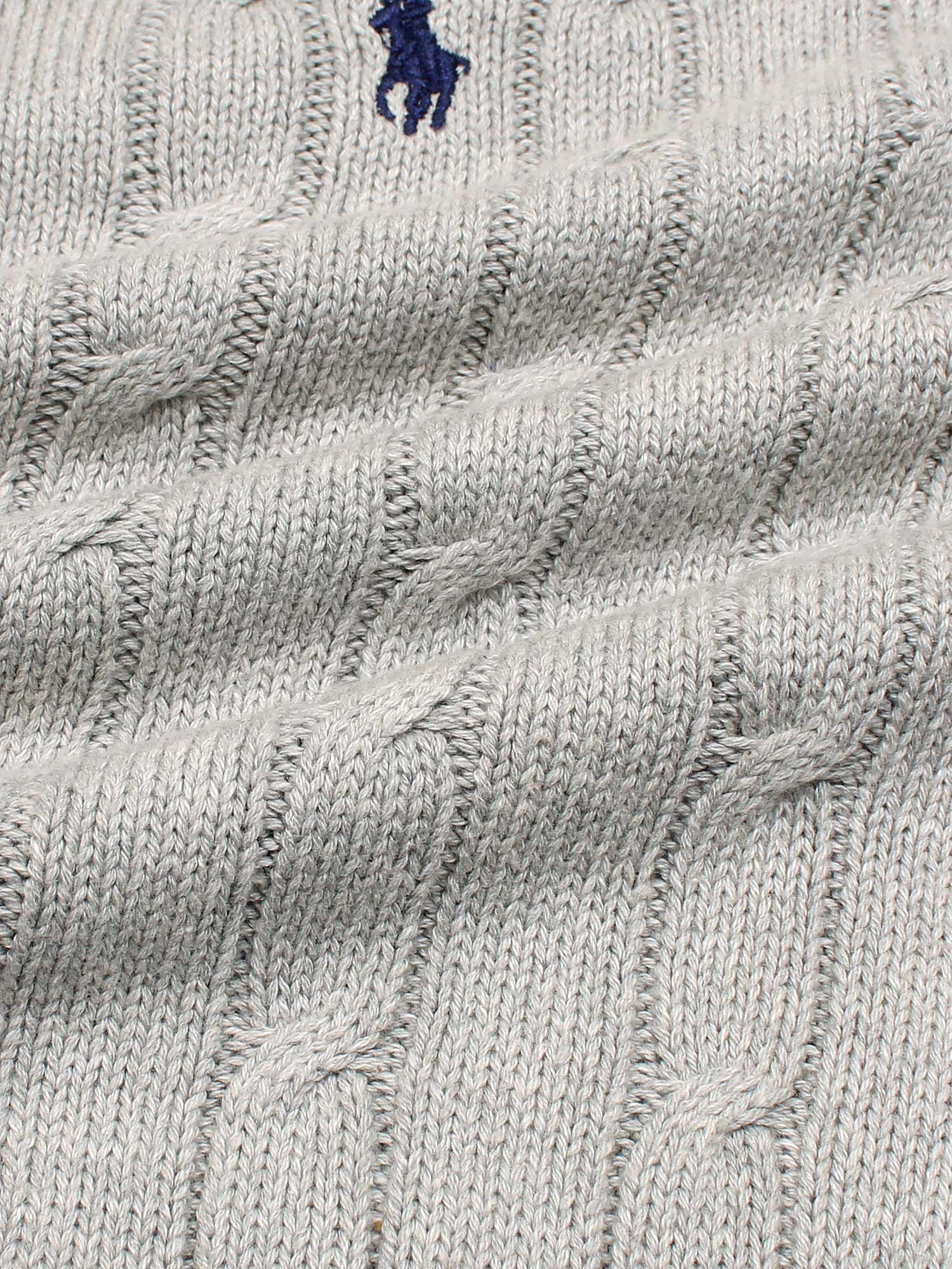 RL Cable-Knit Half Zipper Cotton Sweater (heather grey)