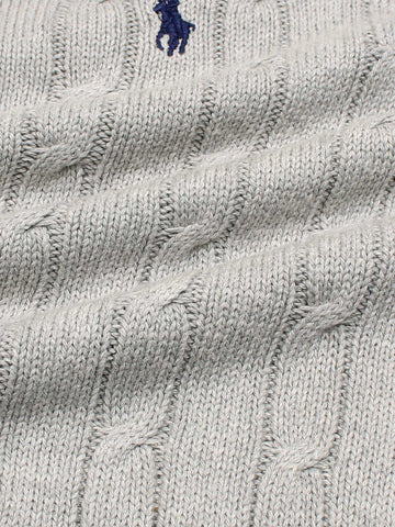 RL Cable-Knit Half Zipper Cotton Sweater (heather grey)