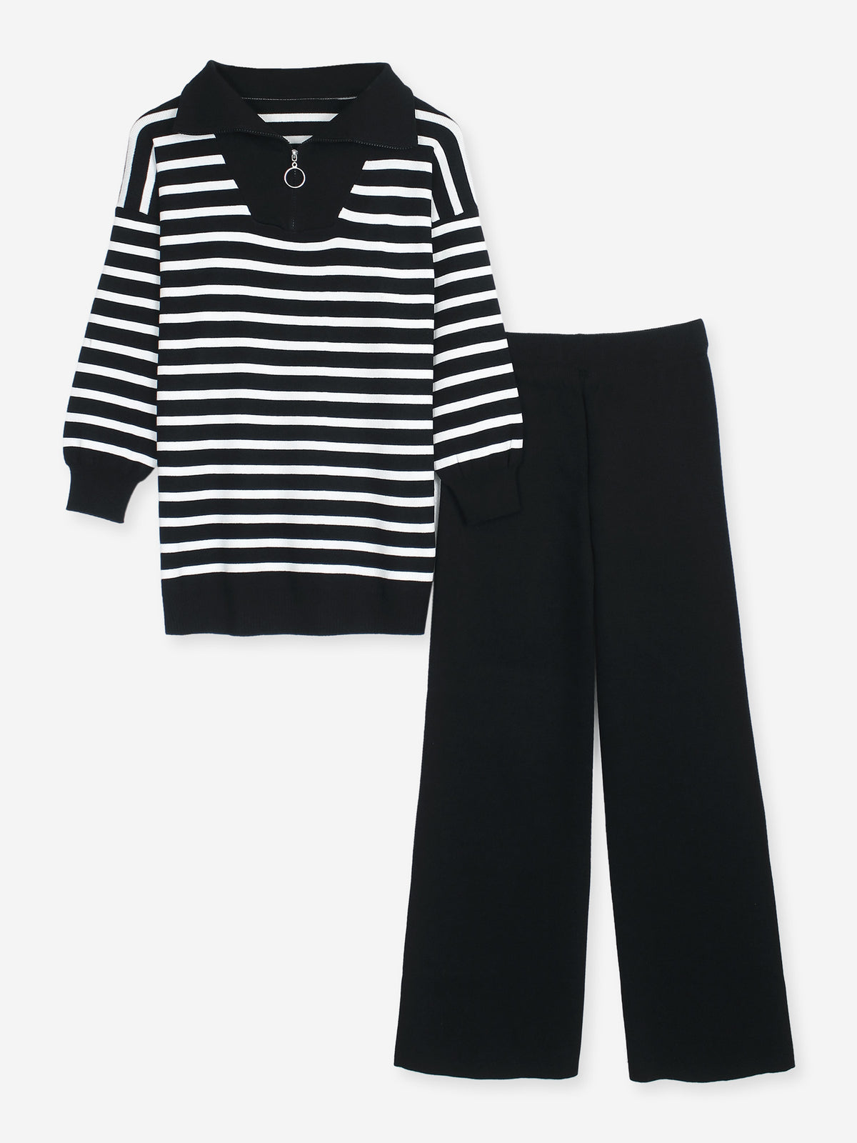 The Riviera Half-Zip Striped Knit Set