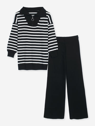 The Riviera Half-Zip Striped Knit Set