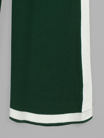 The Commodore Tipped Knit Blazer Set (green)