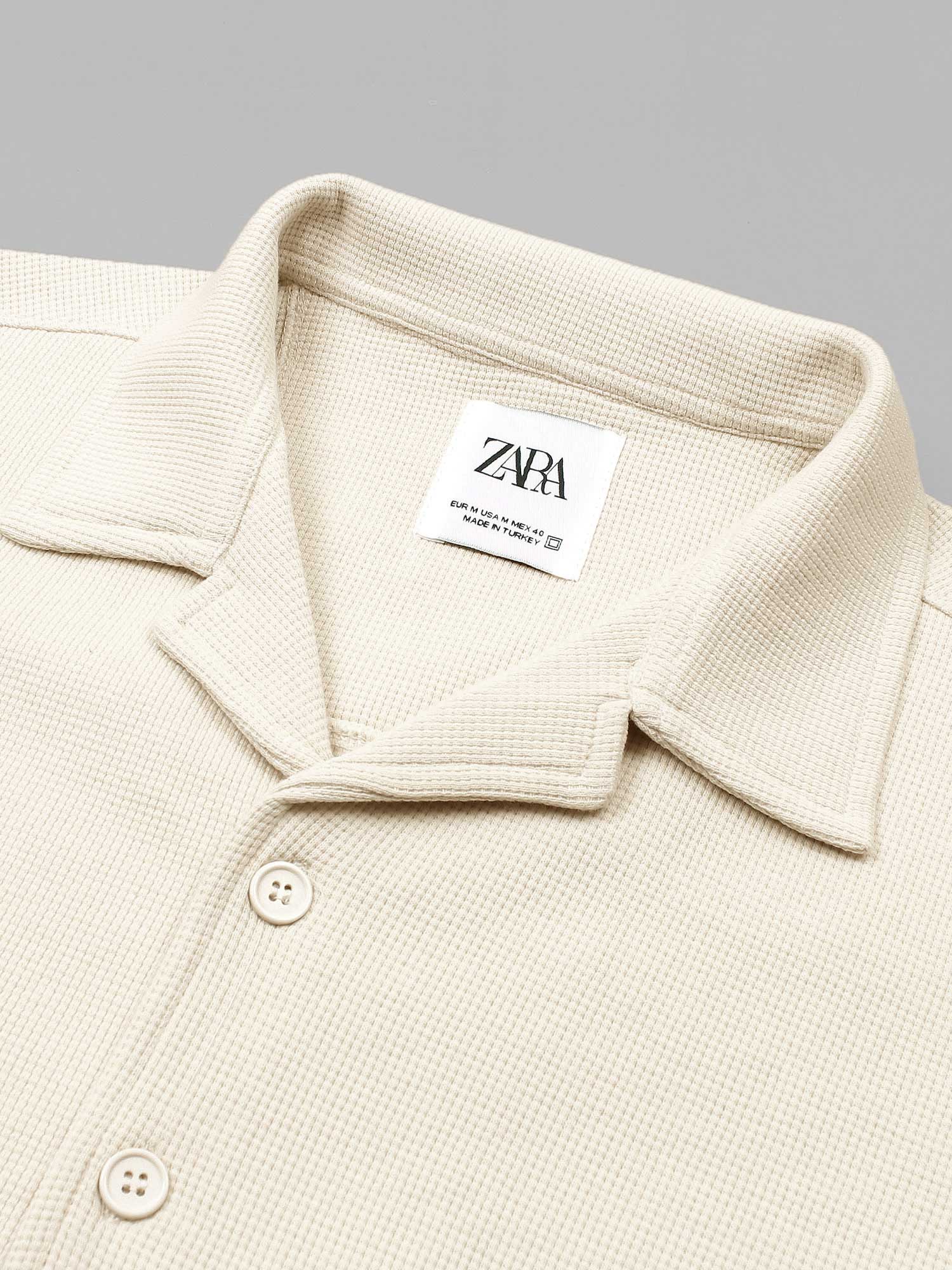 Brandahub polo shirts Premium Zr Waffle knit Resort collar shirt-(beige)