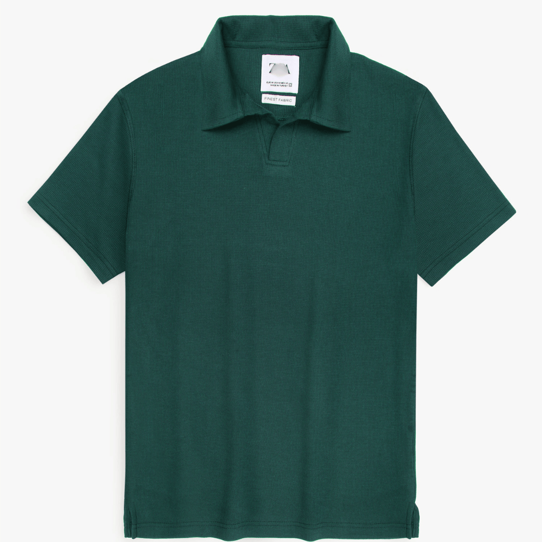 Brandahub polo shirts Premium Zr Waffle knit johnny collar polo-(british green)