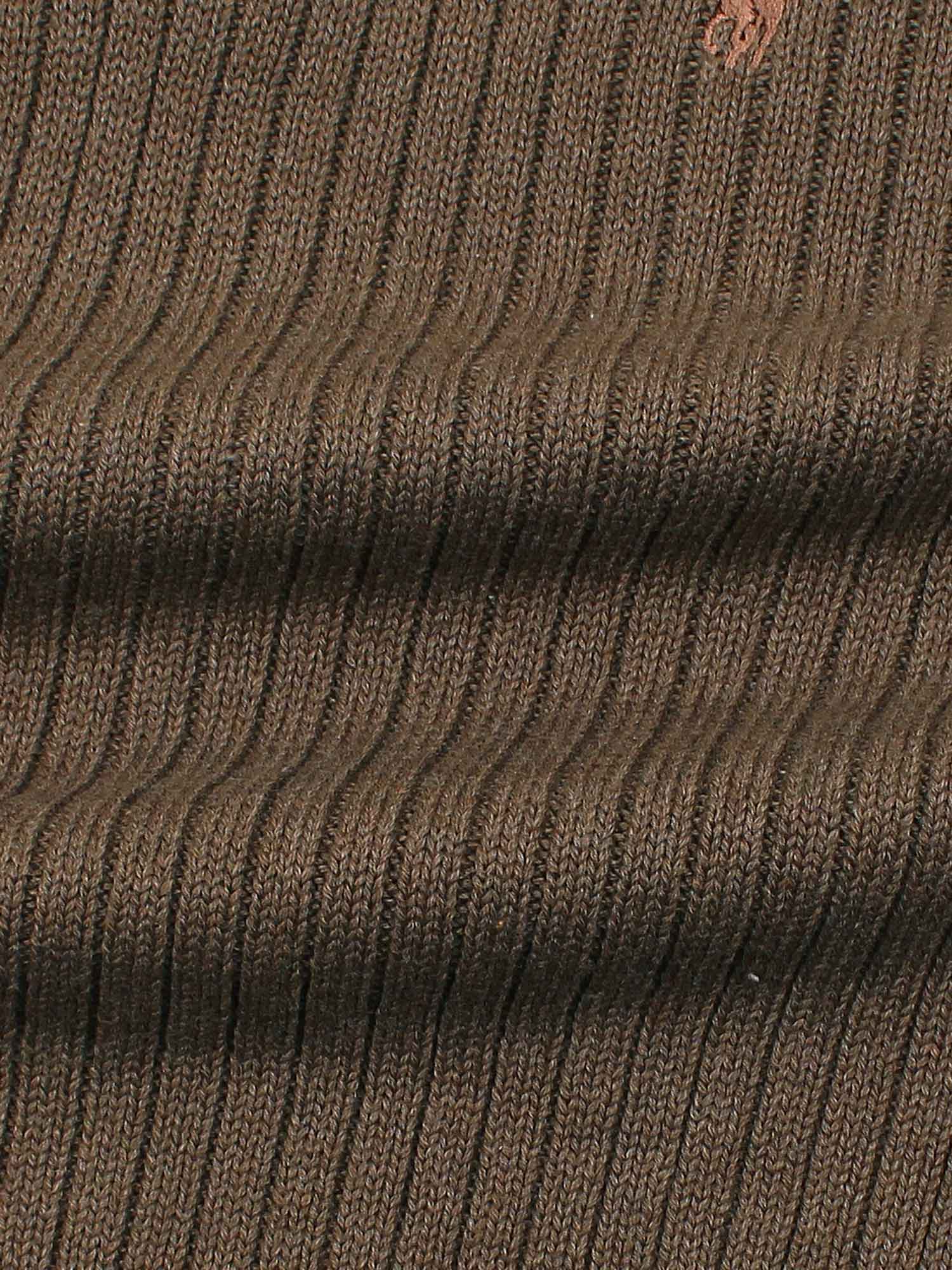 Brandahub sweaters RL Rib Knit Half Zipper Cotton Sweater (camel brown) brown pony