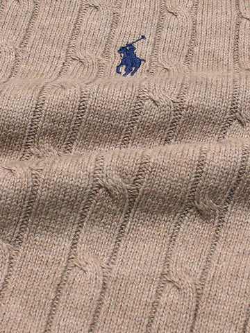 RL Cable-Knit Cotton Sweater (taupe)