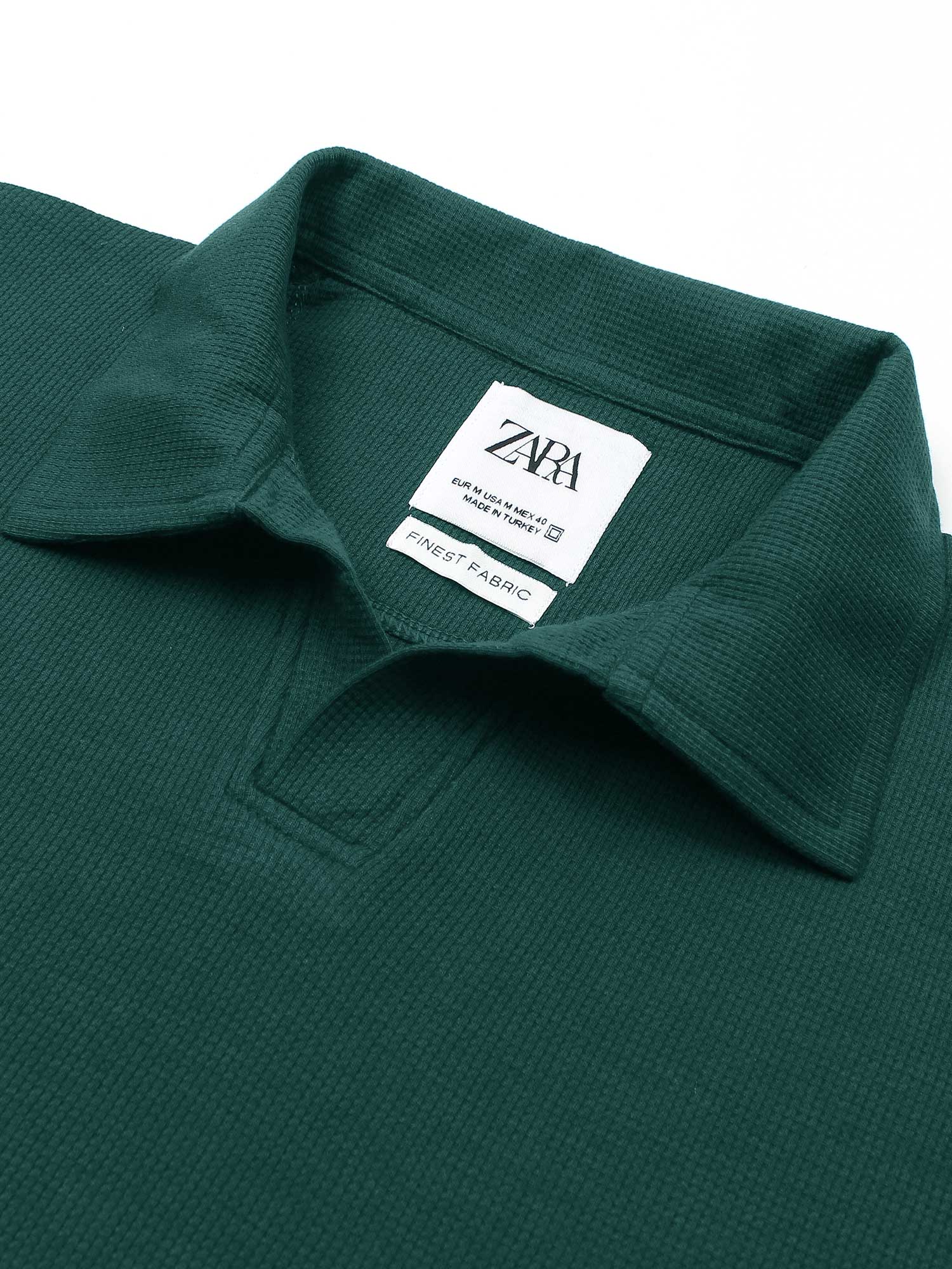 Brandahub polo shirts Premium Zr Waffle knit johnny collar polo-(british green)