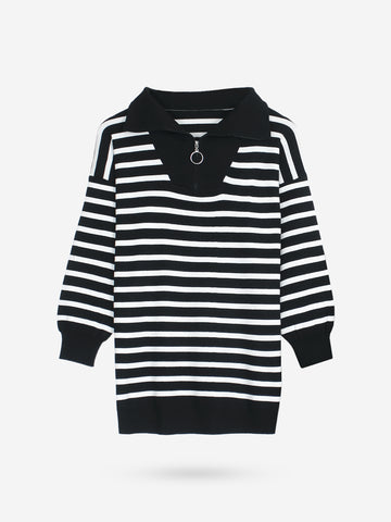 The Riviera Half-Zip Striped Knit Set