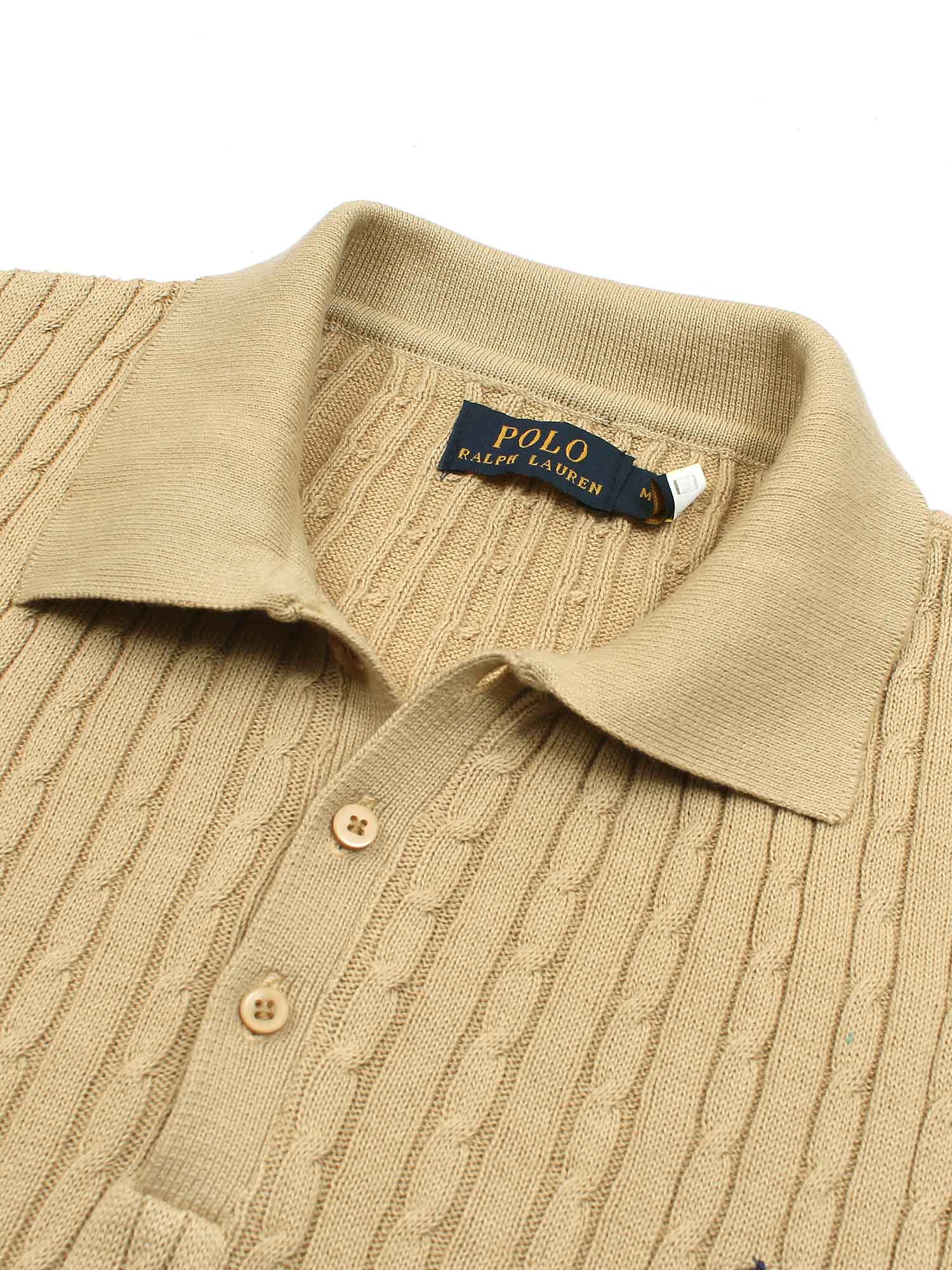 Brandahub polo shirts RL cable knit polo-khaki