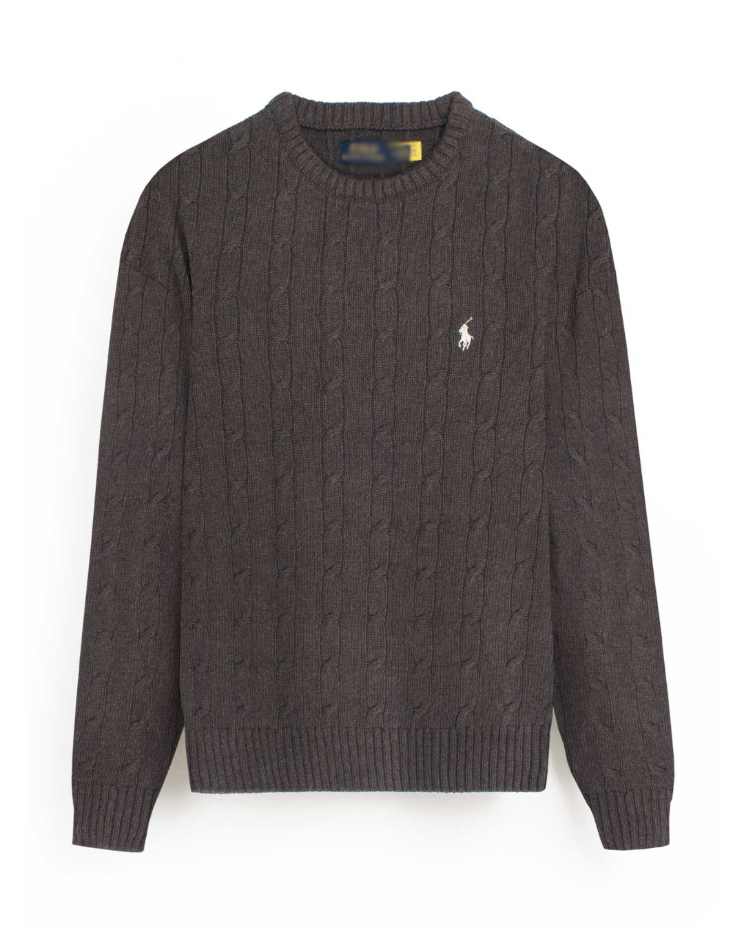 RL Cable-Knit Cotton Sweater (dark brown)