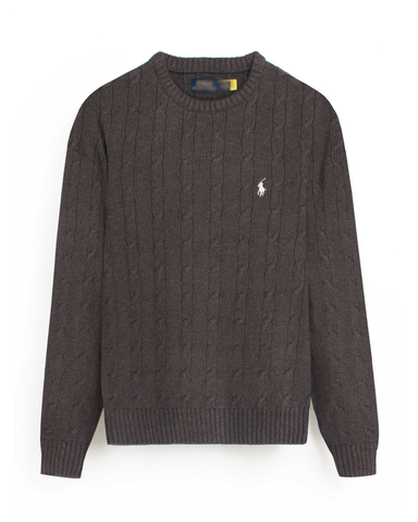 RL Cable-Knit Cotton Sweater (dark brown)