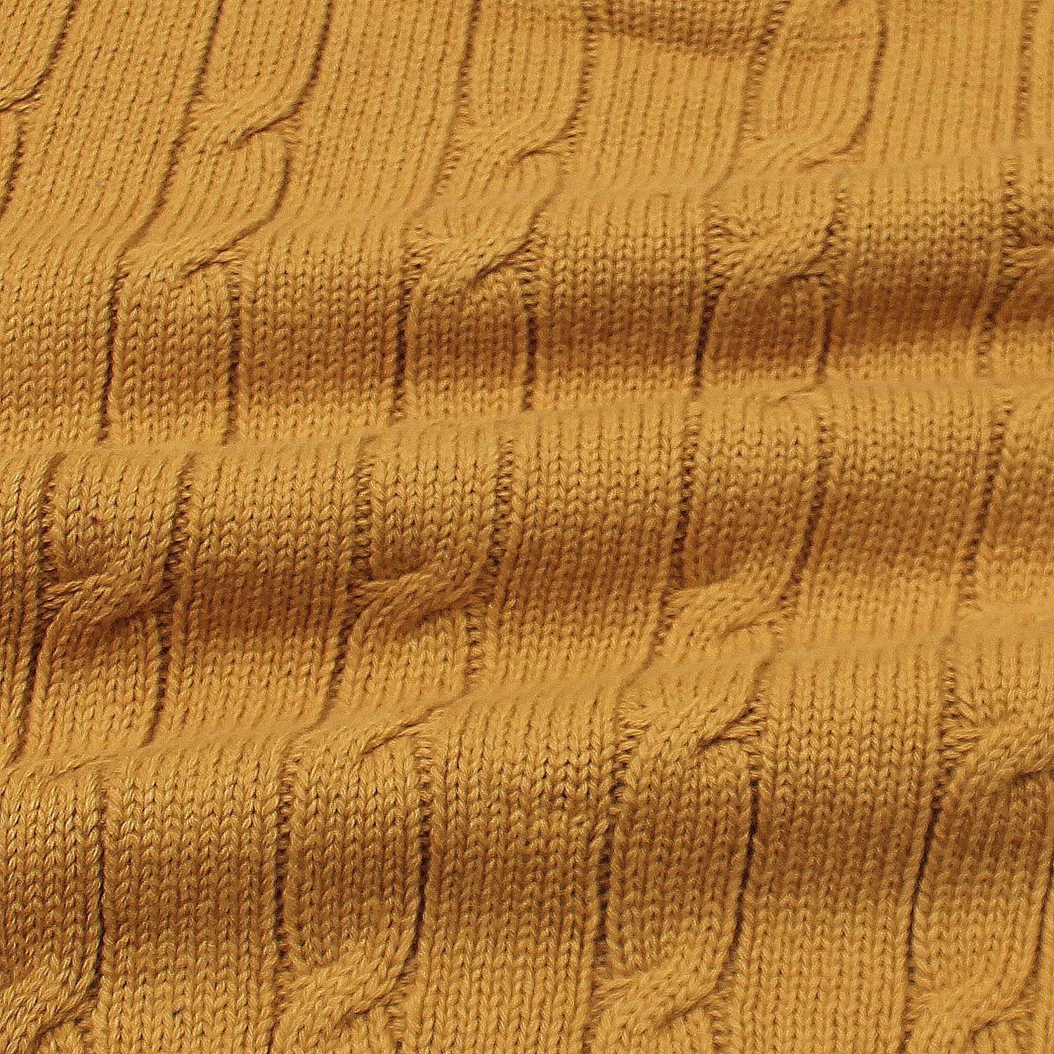 RL Cable-Knit Half Zipper Cotton Sweater (mustard)