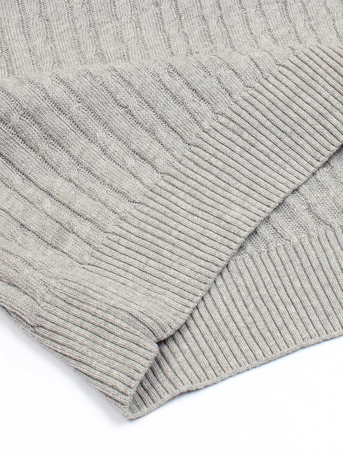 RL cable knit polo-heather grey